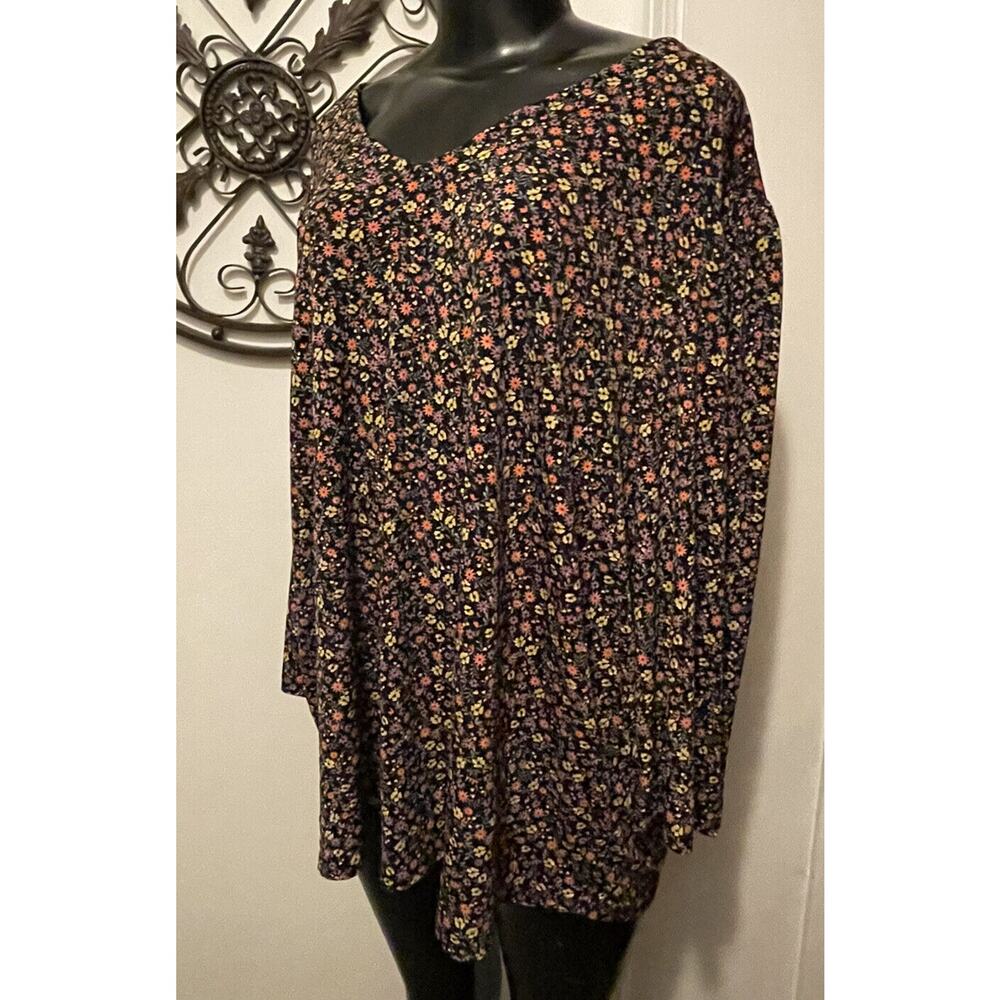 Size 3X Adrianna Papell Balloon 3/4‎ Sleeve Multicolored Floral Print Womens Top - Picture 4 of 9